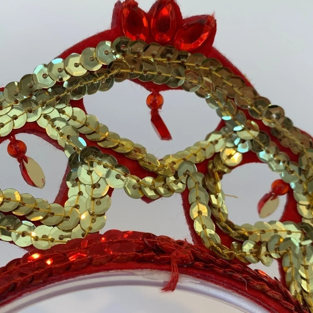 Red and Gold Sequin Girl’s Child’s Tiara Costume Headband